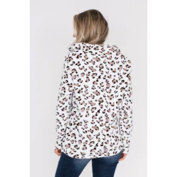 💜LAST ONE Apricot Quarter Zip Leopard Sweatshirt - Picture 5 of 6